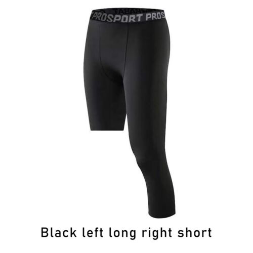 Men's 3/4 One Leg Compression Capri Tights Pants Workout Basketball Running - Picture 13 of 19