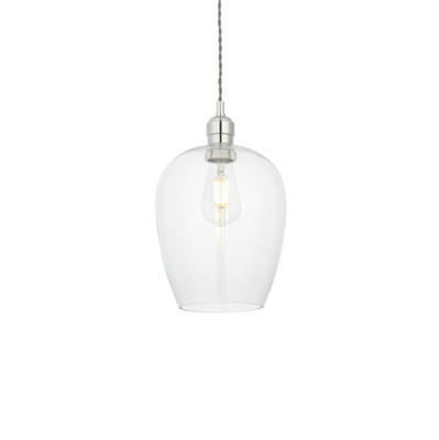 Milo Lighting Deckenpendelleuchte 1 Leuchte hell Nickelplatte mit Klarglasschirm