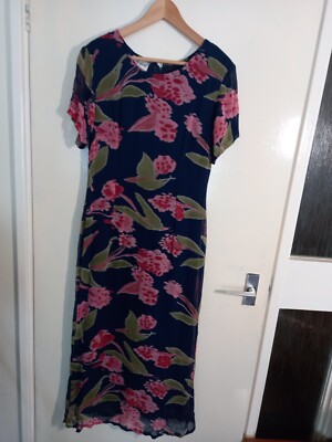 Navy Pink Long Dress By Adini Size S. No Hook On Zip As Shown