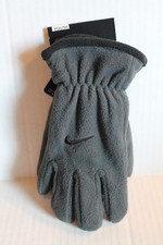 Nike Boy's Size 8-20 Anthracite Gray  Black Fleece Winter Gloves NEW