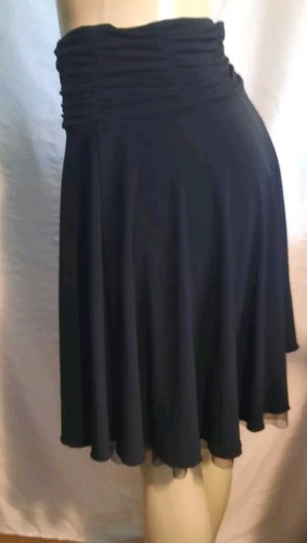 Joe Benbasset Black Swing Skirt Layered Slip Lining Net Hem Ruffle Womens M Goth - Picture 5 of 6