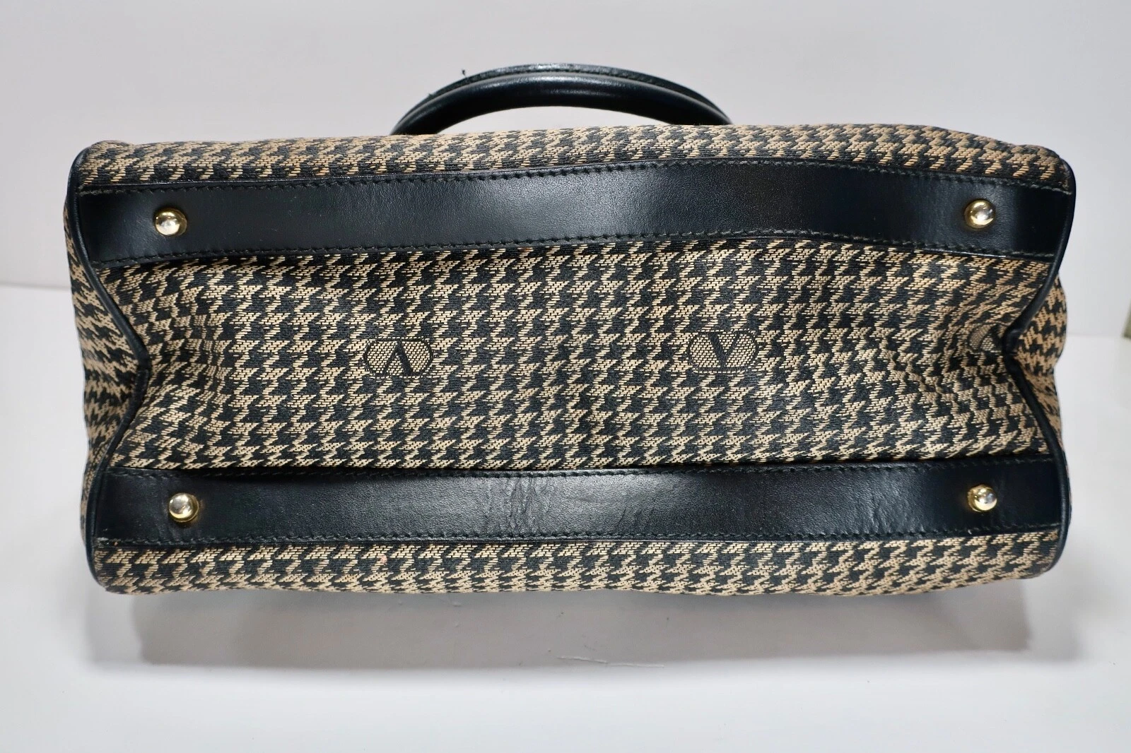 Borsa a mano VALENTINO GARAVANI in tela marrone a tracolla 2 vie con pied de poule