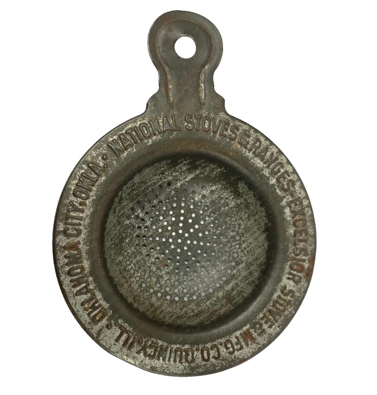 National Stove & Range Excelsior Tea Strainer Egg Separator Metal Tin Vintage