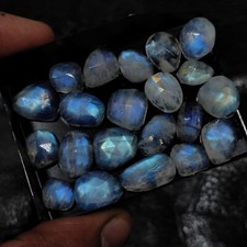 100  Lovely Natural Blue Shine Faceted Rainbow Moonstone Loose Gemstone Lot