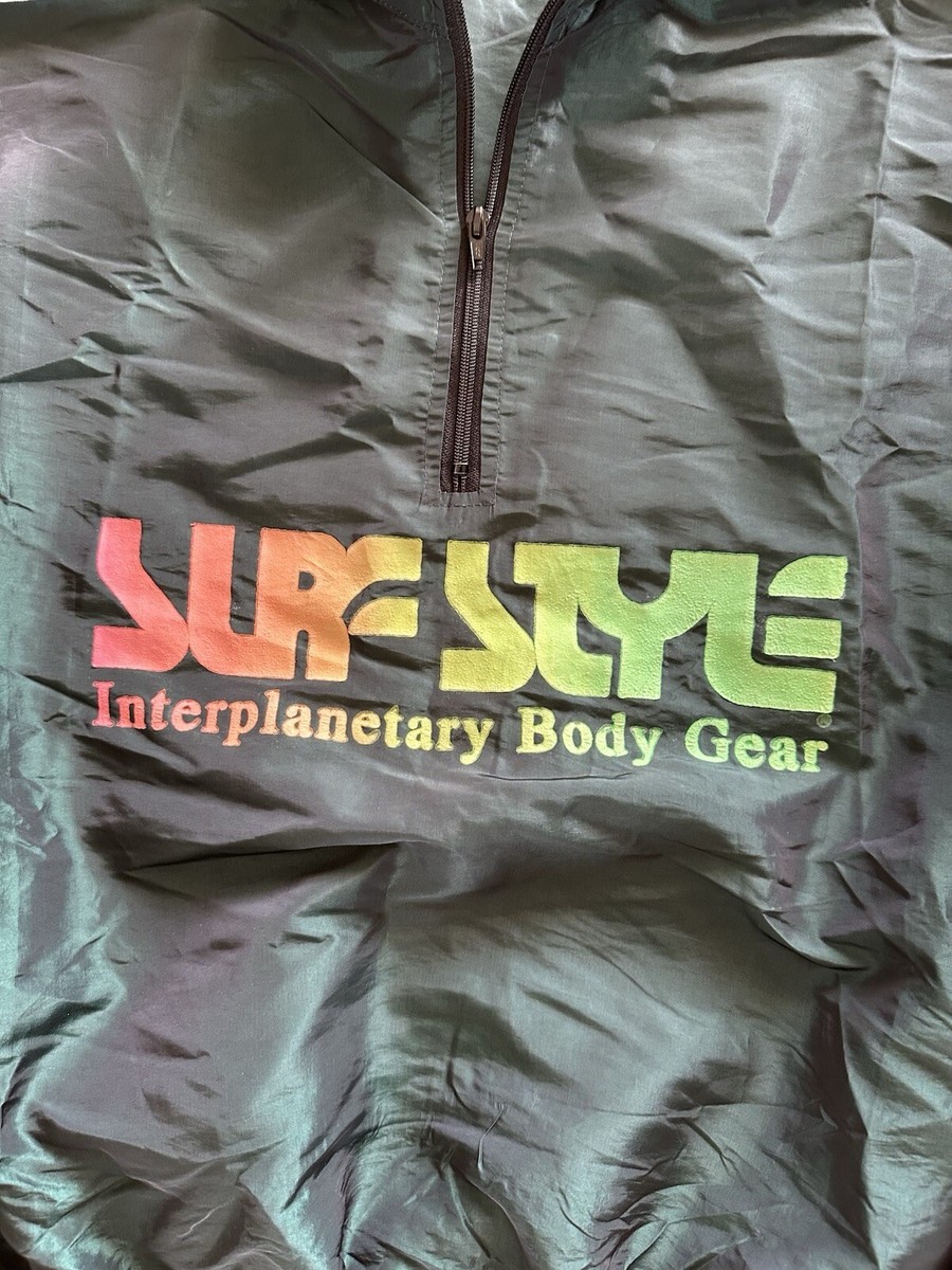 Vtg 80s Surf Style 1/4 Zip Pullover Windbreaker Iridescent Dark