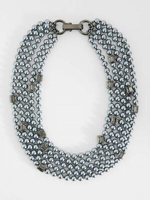 *Weekend By MaxMara Women's Multi-Strand Necklace Black Beads & Faux Pearls