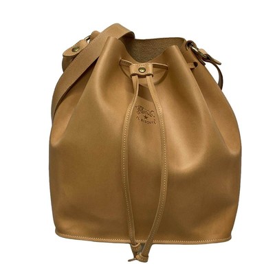 Auth IL BISONTE Beige Leather Shoulder Bag