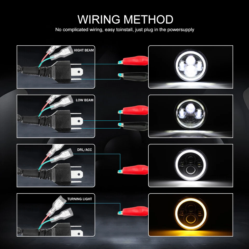 7" inch Round LED Halo Headlights For 2002-2006 Mercedes Benz W463 G Class Wagon Foto 4 de 4