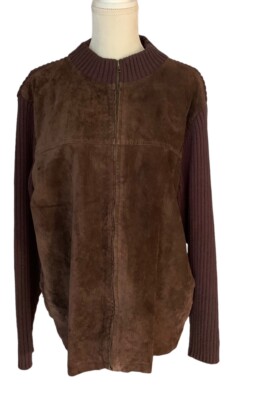 Protege Collection Suede Sweater Zip Cardigan Jacket Women's L  Vintage Brown