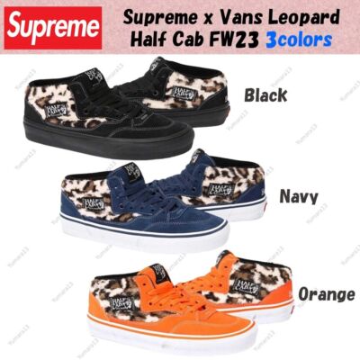Supreme x Vans Leopard Half Cab FW23 3colors Black Navy Orange