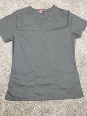 Denice Scrub Top Women s Size Small Gray Nursing Medical Uniform Shirt #282