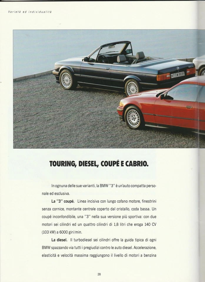 BROCHURE BMW Serie 3 - Le BMW "3" Berline - 02/1992 - Italian - Immagine 4 di 4