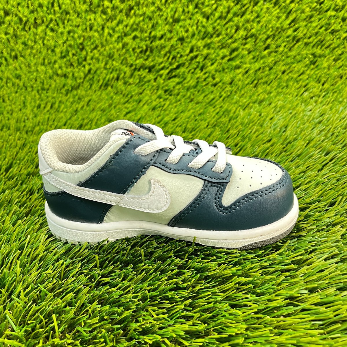 Nike Dunk Low Split Deep Jungle White Blue Boys Size 8C