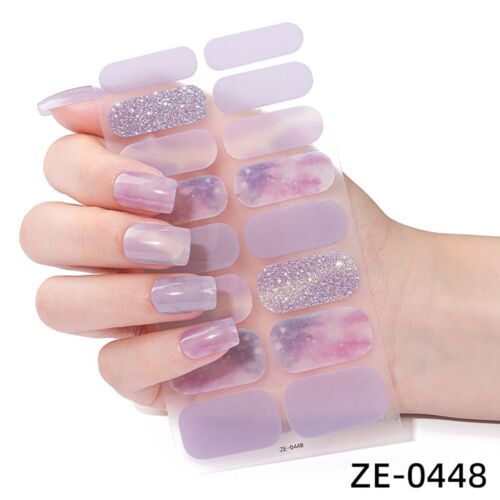 4sets 16 Strips Semi Cured Gel Nail Stickers DIY NAil Art Making - Picture 10 of 15