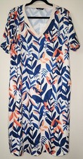 NWT Women's Bloomchic Plant Print Pocket V Neck Ruffle Midi Dress - Size 10