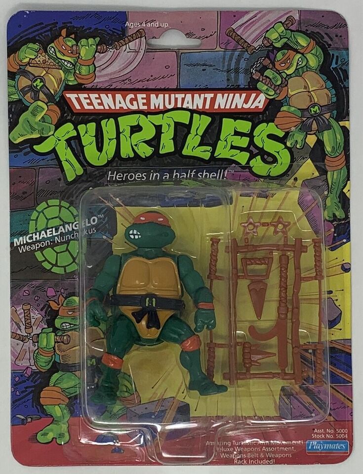 TMNT 1982 Michaelangelo Teenage Mutant Ninja Turtles Car Sucker Soft Toy  1989 Vintage HTF Collectible Gift Retro Kids TV 