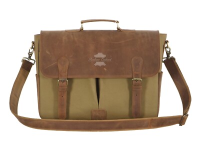 Laptop-Aktentasche Schultertasche Kuriertasche Reisetasche aus echtem Leder mit Canvas