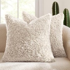 Pack of 2 Throw Pillow Covers 18x18 18" x 18" Pack of 2 Neutral Light Beige