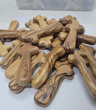 Hand Carved Beautiful Comfort Cross Made From Natural Olive Wood 3.6 Inch(10pcs)