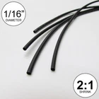 1/16" ID Black Heat Shrink Tube 2:1 ratio wrap (6x9" = 4 ft) inch/feet/to 1.5mm