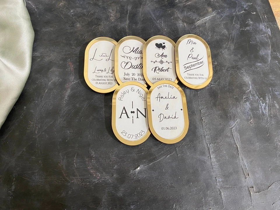 Магнит зеркальный персонализированный, магнит для свадебной вечеринки. - 20 штук - Изображение 2 из 4