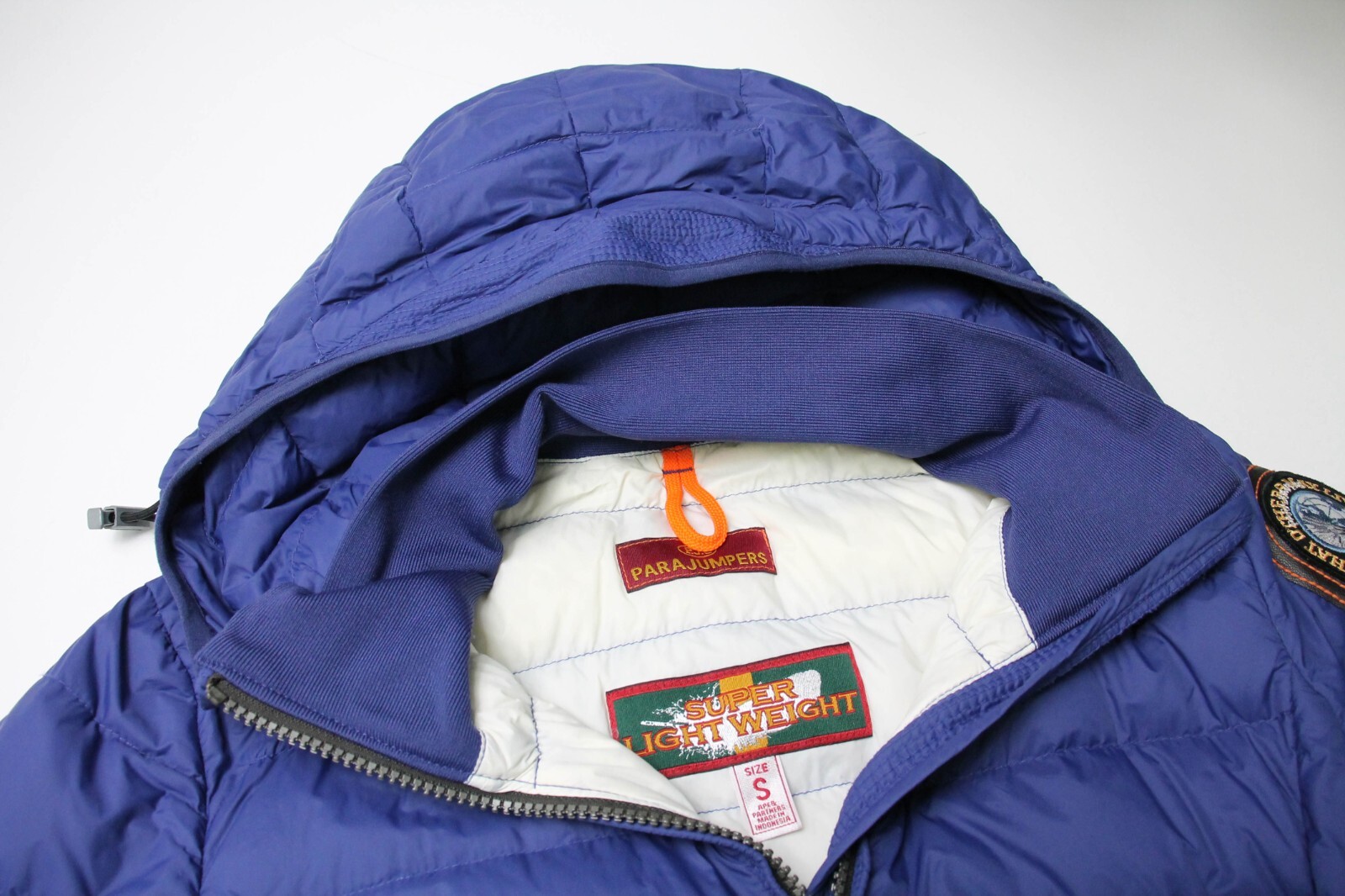 PARAJUMPERS Super Lightweight Jacket Women's SMALL Blue Hooded Logo Full Zip image 5