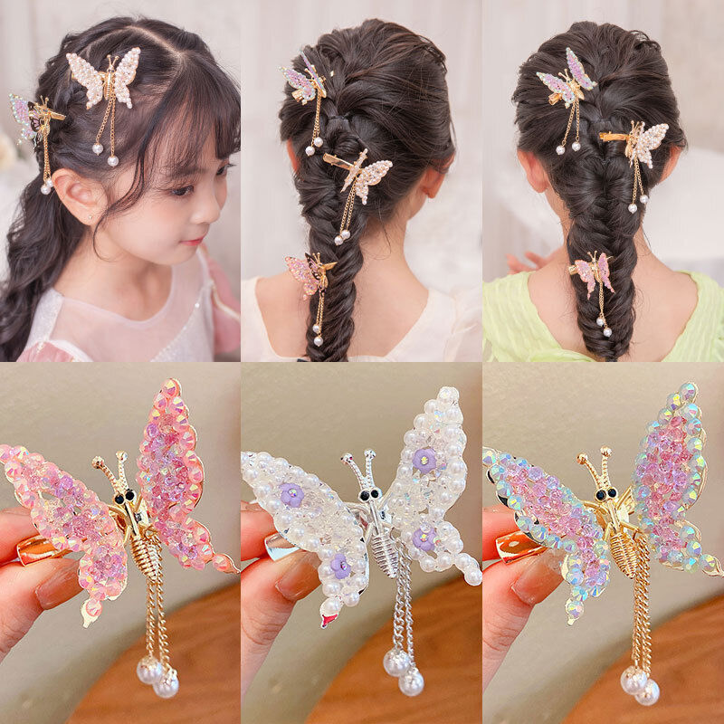 ☆ Sweet Tassel Butterfly Hairpin Moving Flying Girls Shiny Hair Clips  Barrettes