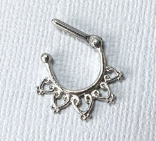 1pc 100% SURGICAL STEEL Open Heart Filigree Clicker Pierced Nose Ring 14g 16g