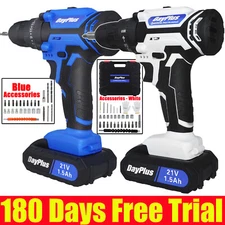 Cordless Compact Drill 21V Battery Combi Driver Screwdriver Set with Accessories