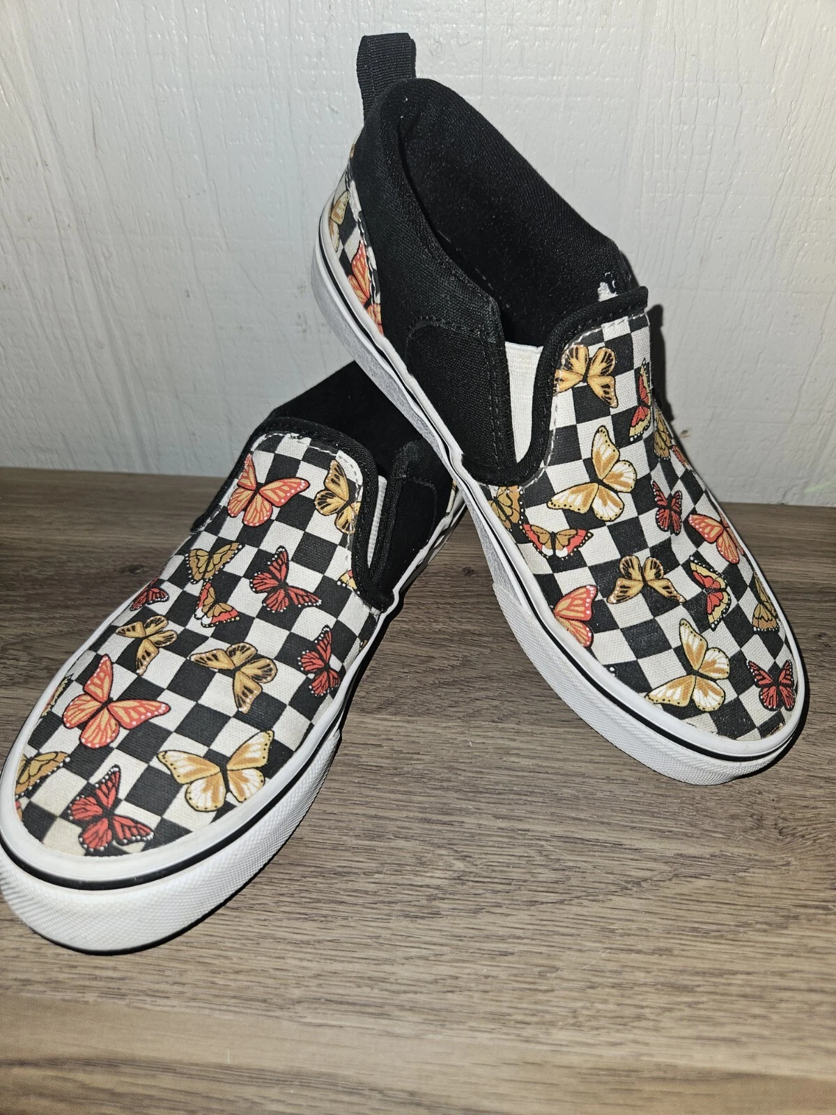 Scarpe da ginnastica Vans Butterfly a scacchiera in tela 500714 Missy bambina taglia 2