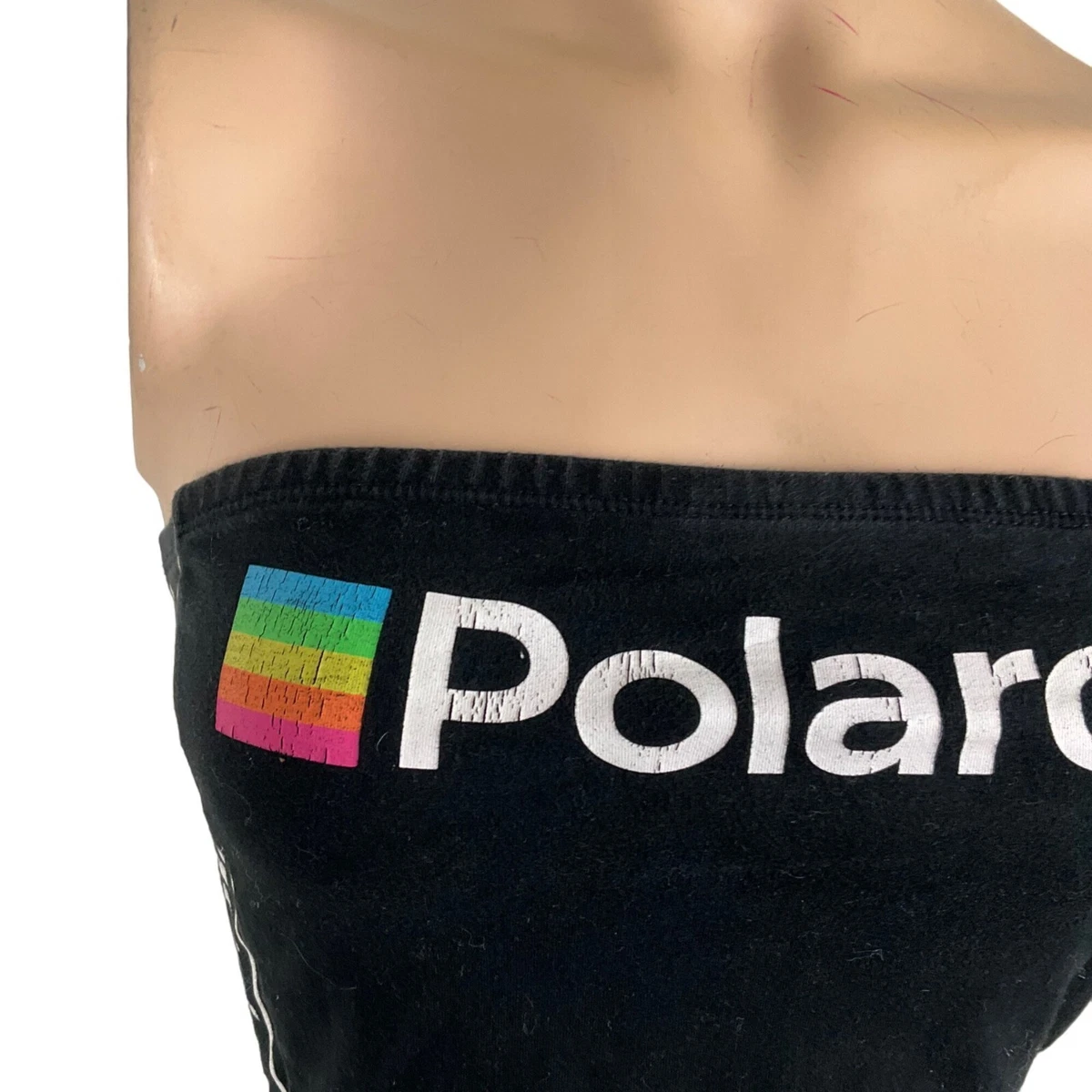Forever 21 Polaroid Black Cropped Tube Top Women s Medium