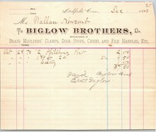 Biglow Brothers 1893 Letterhead Litchfield, Conn Brass Moulders' Clamps File