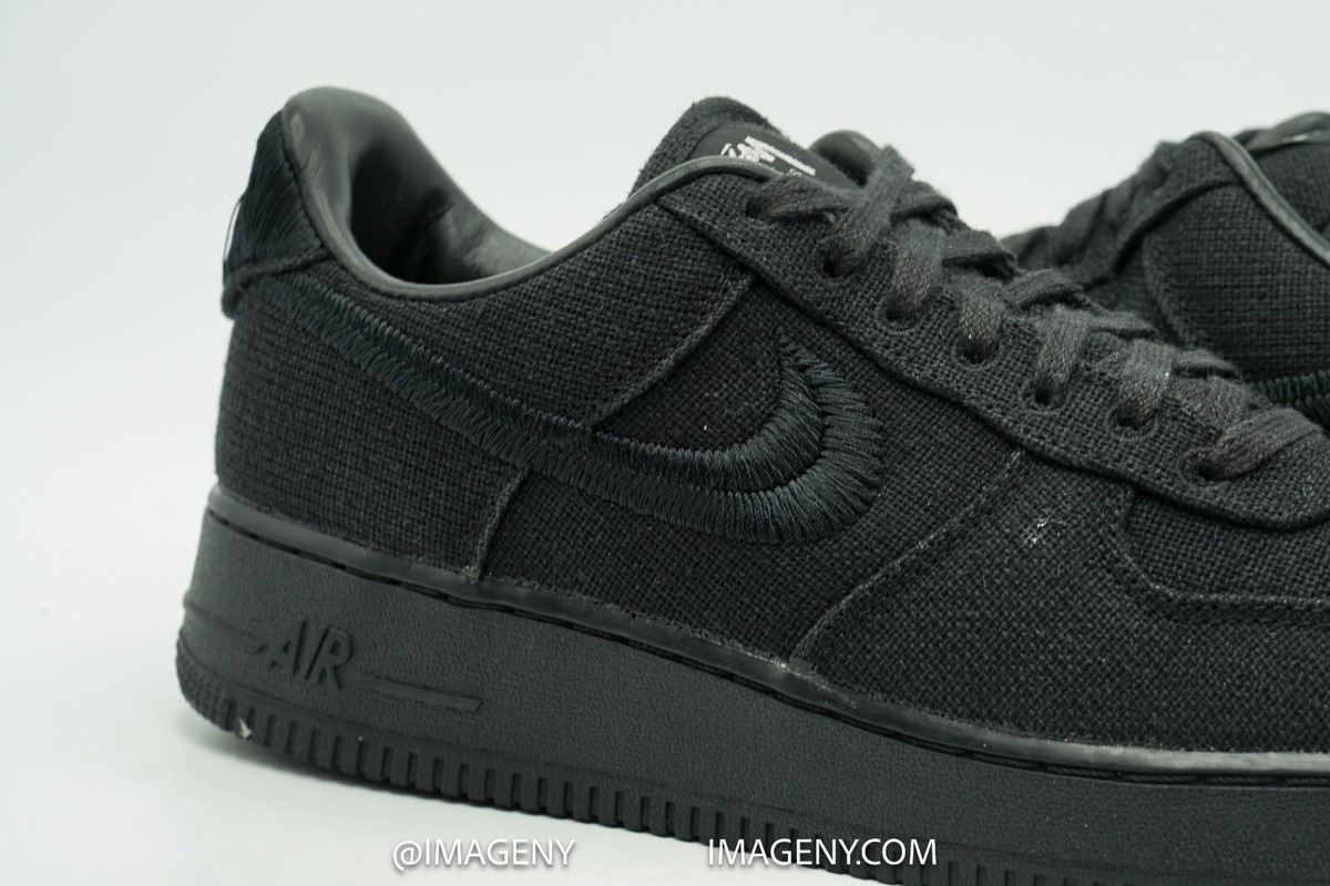 NIKE AIR FORCE 1 LOW USED SIZE 9.5 STUSSY BLACK CZ9084 001 NIKE AIR FORCE 1 LOW USED SIZE 9.5 STUSSY BLACK CZ9084 001