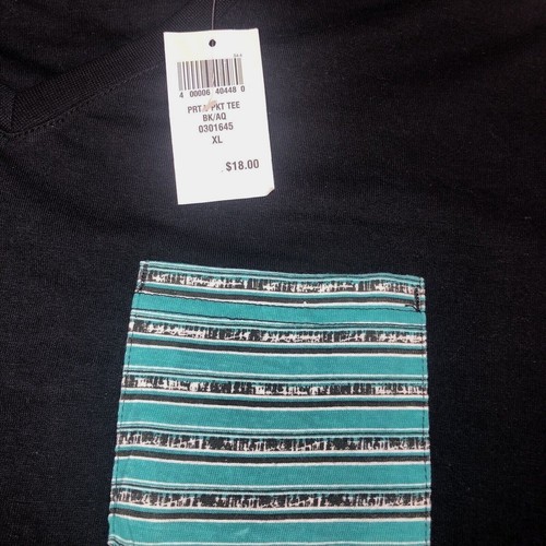 Foot Locker schwarzes T-Shirt mit V-Ausschnitt und blau gestreifter Tasche XL - Bild 7 von 8