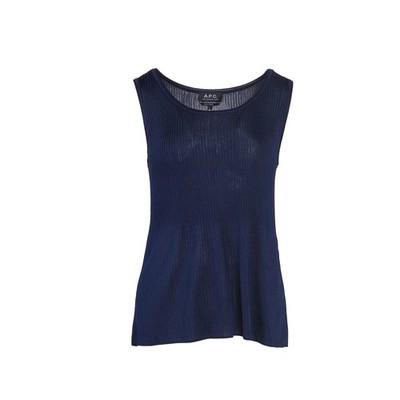 A.P.C Damen dunkelmarine gerippt Calista ärmelloses Tanktop Größe S 8 VIAKT-F07034