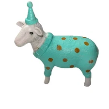 Ankyo 5" Party Sheep Farm Animal Cake Topper Toy Figure Polka Dots & Hats