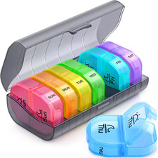 Weekly Pill Organizer 2 Times a Day, AM PM Pill Box with 7 Detachable Pill Case