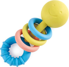 Rattling Rings Teether  Movable Teething  Rattle Shake Toy for Babies, Soft Co