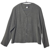 Vintage Eileen Fisher Wool Rayon Textured Cardigan Black Gray S Made In USA