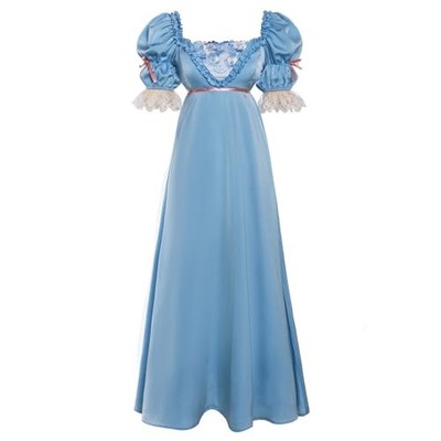 Regency Dresses for Women Elegant Embroidery Ruffles Empire Waist Medium  Blue | eBay