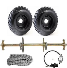 32" Go Kart Rear Axle Kit 428 Sprocket  Hub Brake 10" Wheels Go Kart ATV Quad