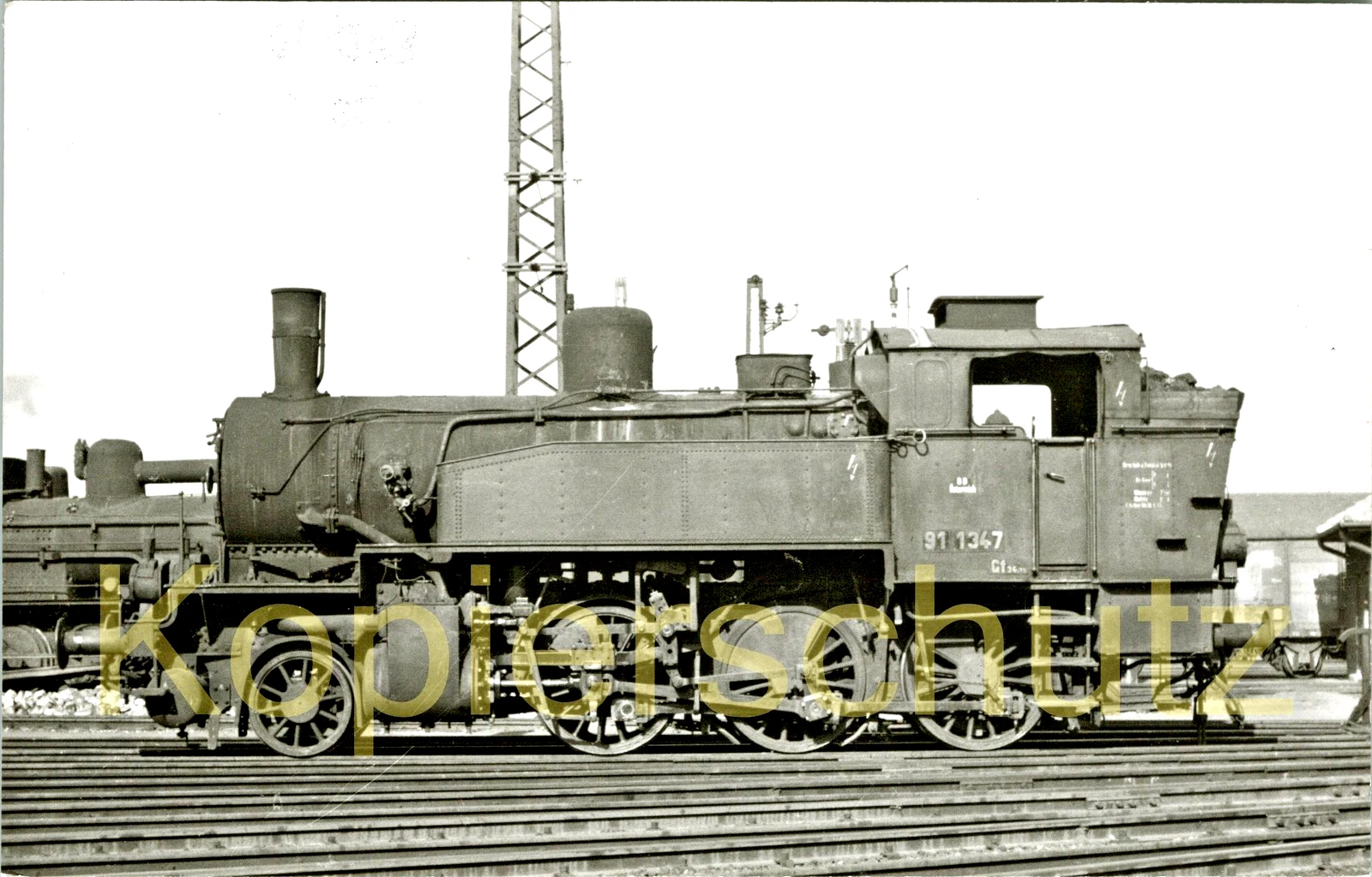 Foto - BBÖ 91 1347 (ex DRB, 1924 ex KPEV 7362 Elberfeld) in St. Pölten 1953 - Bild 1 von 1