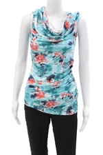 Catherine Malandrino Womens Sleeveless Scoop Neck Abstract Top Blue Size Petite