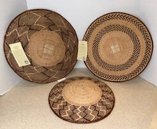 Set Of 3 Vintage Binga Handwoven Baskets Zimbabwe