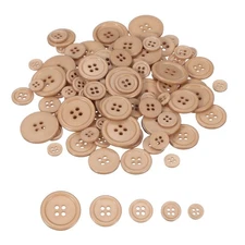 100 Pcs Resin Round Buttons, 4 Holes Sewing Snaps, Beige (Assorted Size)