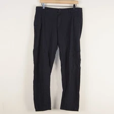 Saks Fifth Avenue Linen Viscose Blend Lightweight Black Straight Pants Mens 32