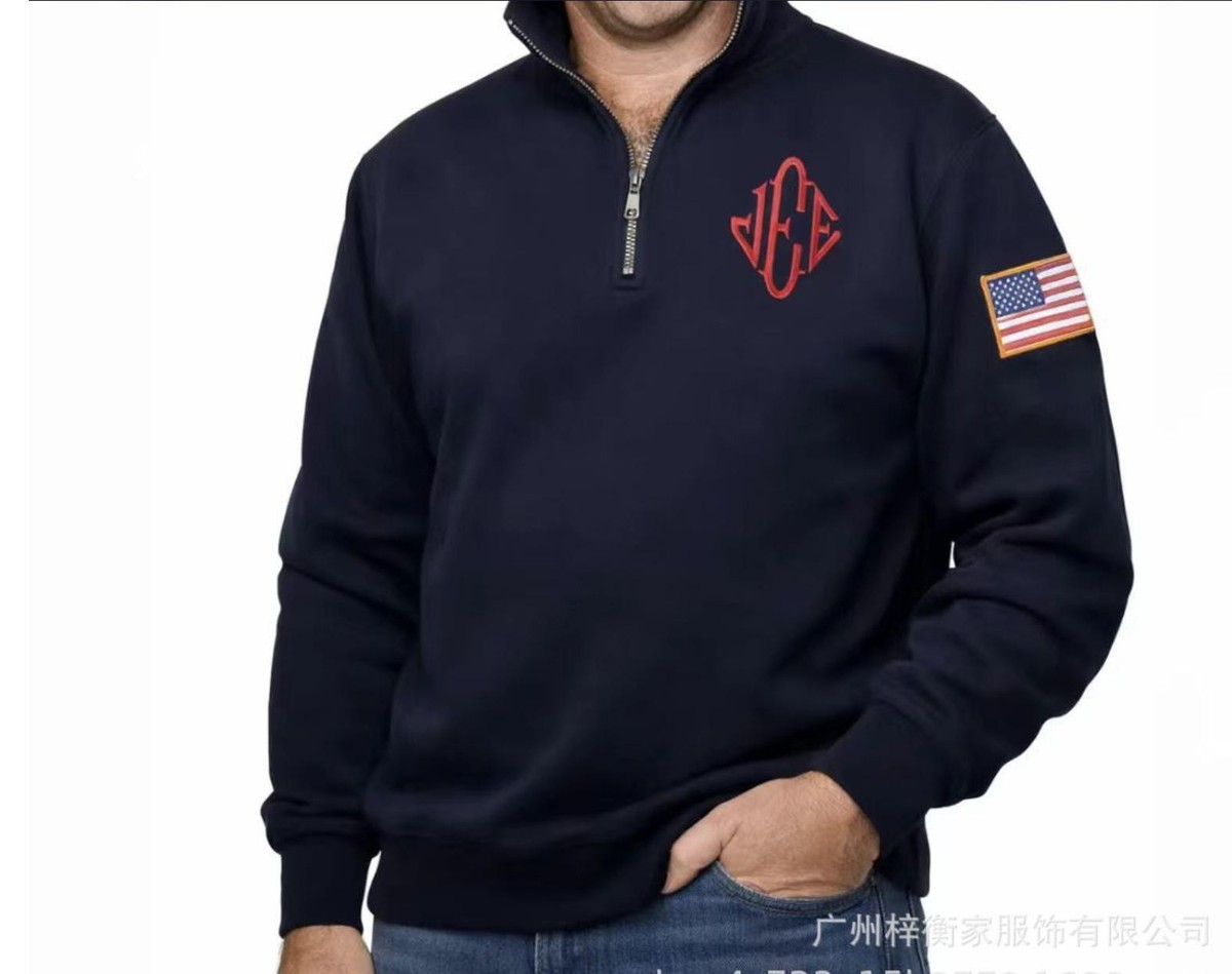 New Y2K Retro Quarterzip Pullover Hoodie JEE Embroidery Pattern