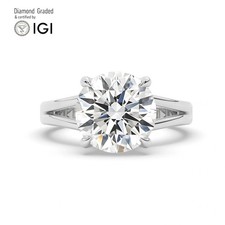 Round Solitaire Labgrown Diamond Engagement Ring Platinum 3.10 Ct