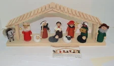 Nordic Dreams Christmas Nativity set w/ Stable wood felt wool Swedish $179.95