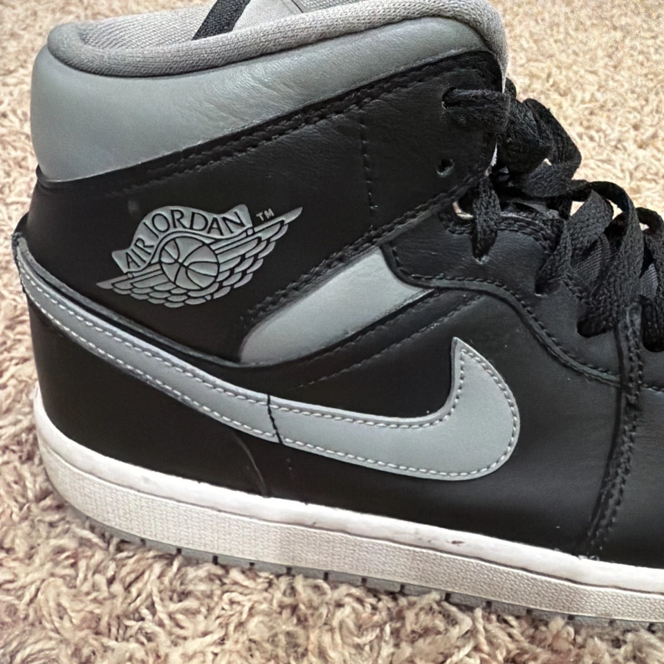 Nike Air Jordan 1 Mid "Sombra" Negro/Gris Partícula #BQ6472-007 Mujer Talla 10 Foto 2 de 4